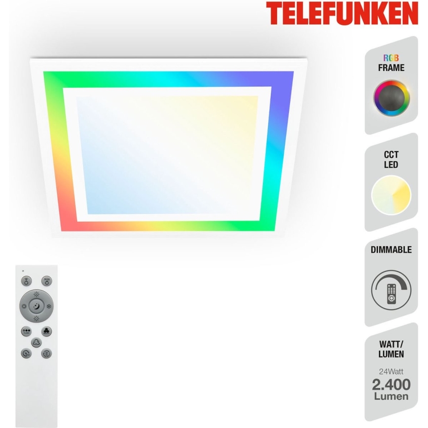 Telefunken 318806TF - LED RGBW Dimbare plafondlamp LED/24W/230V 3000-6500K + afstandsbediening