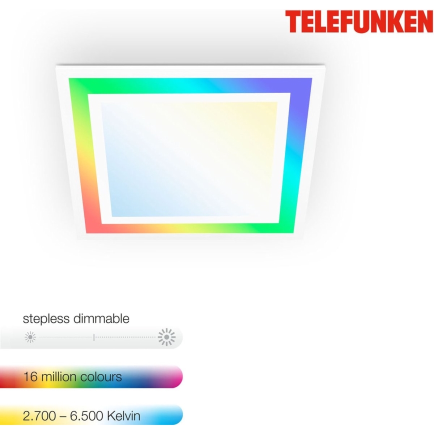 Telefunken 318806TF - LED RGBW Dimbare plafondlamp LED/24W/230V 3000-6500K + afstandsbediening