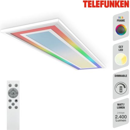 Telefunken 318906TF - LED RGBW dimbare plafondlamp LED/24W/230V 3000-6500K 25x100 cm + afstandsbediening