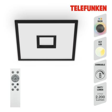 Telefunken 319405TF - LED RGBW Dimbare lamp LED/24W/230V 2700-6500K zwart + afstandsbediening