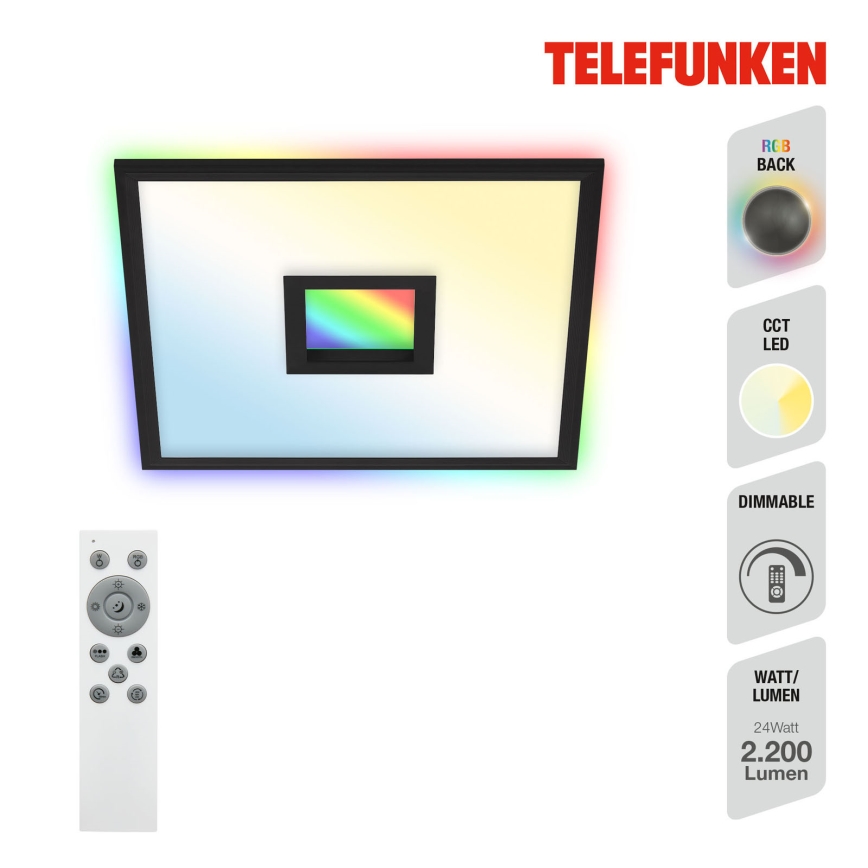 Telefunken 319405TF - LED RGBW Dimbare lamp LED/24W/230V 2700-6500K zwart + afstandsbediening