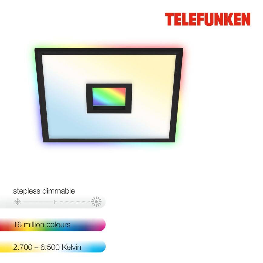 Telefunken 319405TF - LED RGBW Dimbare lamp LED/24W/230V 2700-6500K zwart + afstandsbediening