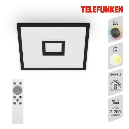 Telefunken 319405TF - LED RGBW Luminaire à intensité variable LED/24W/230V 2700-6500K noir + télécommande