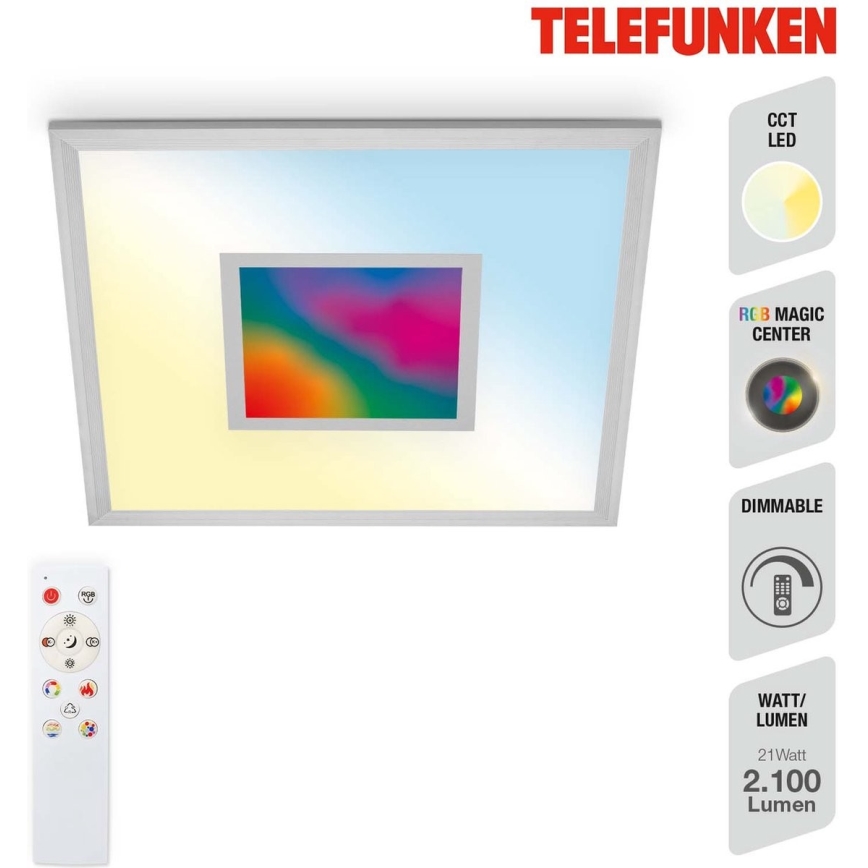 Telefunken 319704TF - Dimbare LED RGB plafondlamp LED/24W/230V 3000-6500K + afstandsbediening