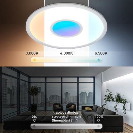 Telefunken 320104TF - LED RGBW dimbare plafondlamp LED/21W/230V 3000-6500K Ø 45 cm + afstandsbediening