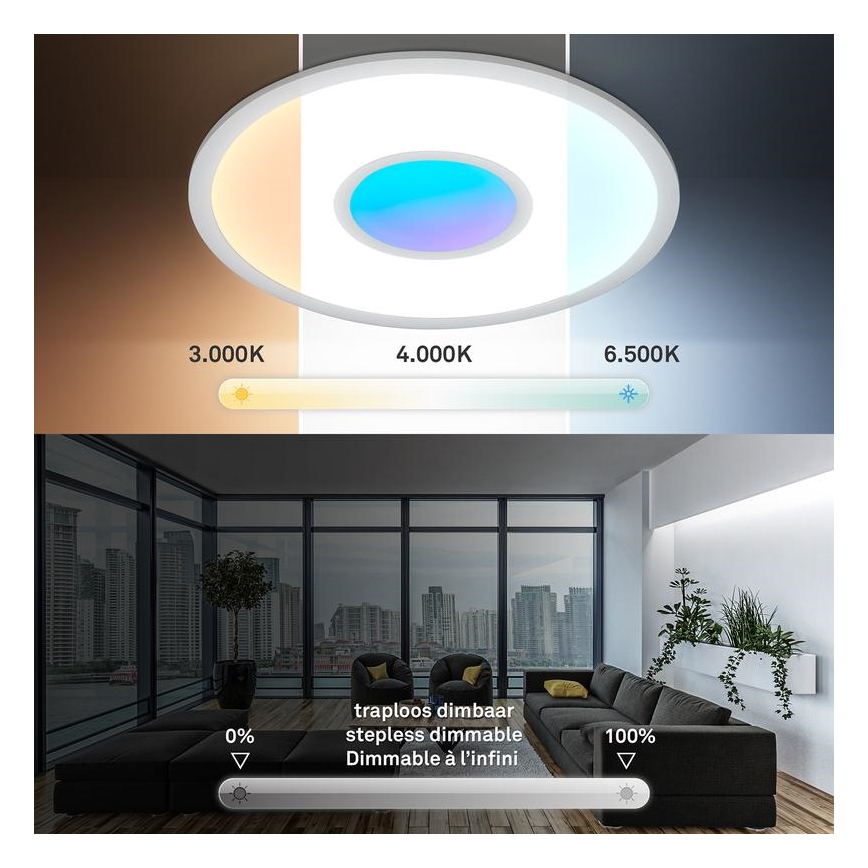 Telefunken 320104TF - LED RGBW dimbare plafondlamp LED/21W/230V 3000-6500K Ø 45 cm + afstandsbediening