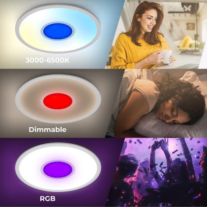 Telefunken 320104TF - LED RGBW dimbare plafondlamp LED/21W/230V 3000-6500K Ø 45 cm + afstandsbediening