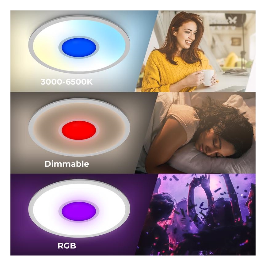Telefunken 320104TF - LED RGBW dimbare plafondlamp LED/21W/230V 3000-6500K Ø 45 cm + afstandsbediening