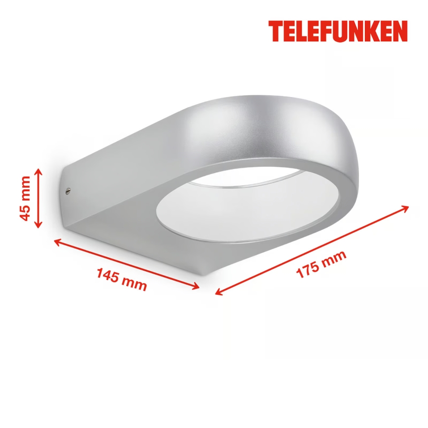 Telefunken 320204TF - LED buitenwandlamp LED/6,5W/230V IP44 mat chroom
