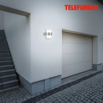 Telefunken 320404TF - LED buitenwandlamp 2xLED/8W/230V IP44 mat chroom