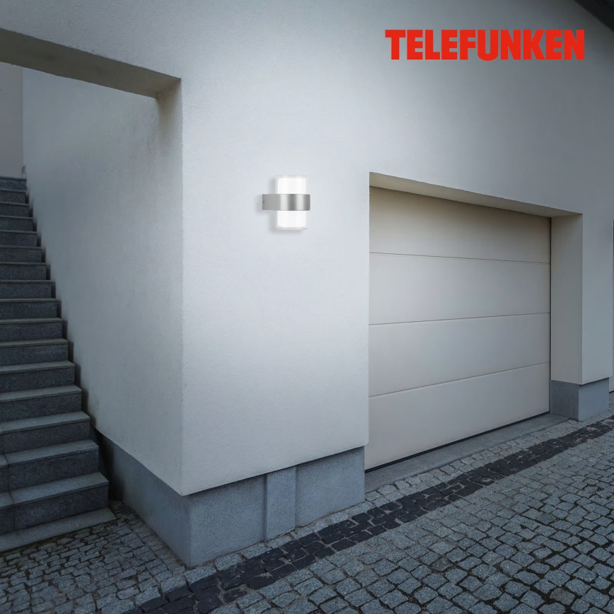 Telefunken 320404TF - LED buitenwandlamp 2xLED/8W/230V IP44 mat chroom