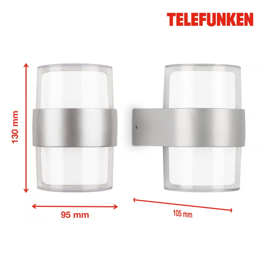Telefunken 320404TF - LED buitenwandlamp 2xLED/8W/230V IP44 mat chroom