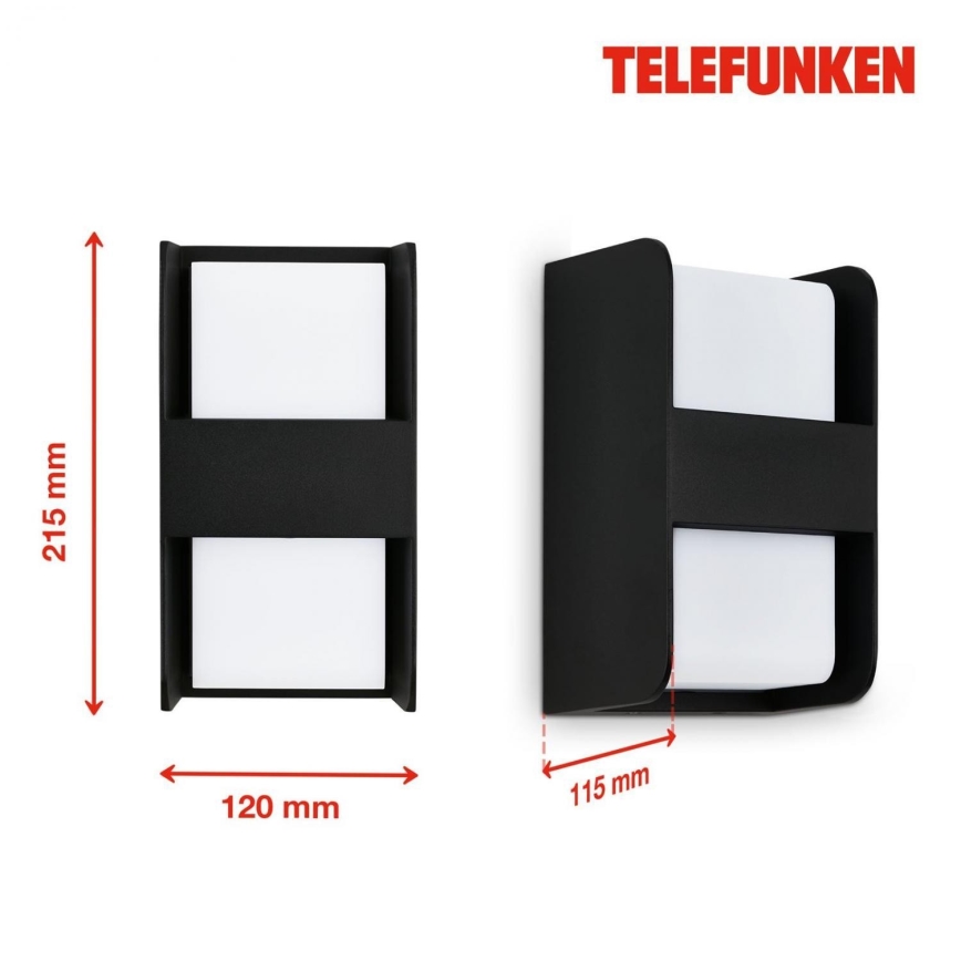 Telefunken 321005TF - Wandlamp voor buiten 1xE27/12W/230V IP44 zwart