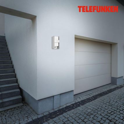 Telefunken 321104TF - Wandlamp voor buiten met sensor 1xE27/12W/230V IP44 wit