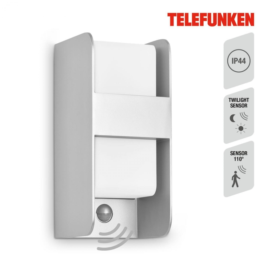 Telefunken 321104TF - Wandlamp voor buiten met sensor 1xE27/12W/230V IP44 wit