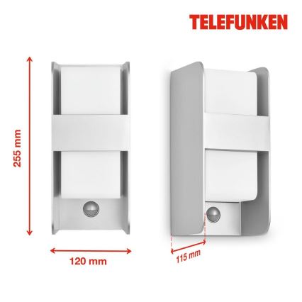 Telefunken 321104TF - Wandlamp voor buiten met sensor 1xE27/12W/230V IP44 wit
