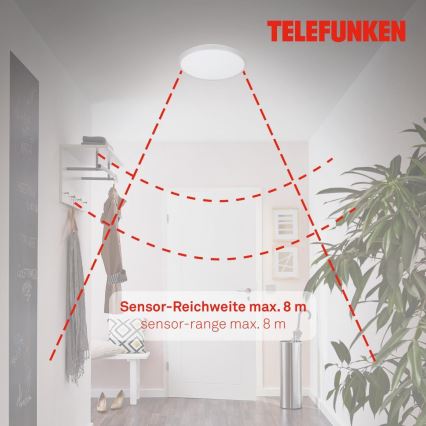 Telefunken 601604TF - LED Badkamer plafondlamp met sensor LED/12W/230V IP44 diameter 29 cm