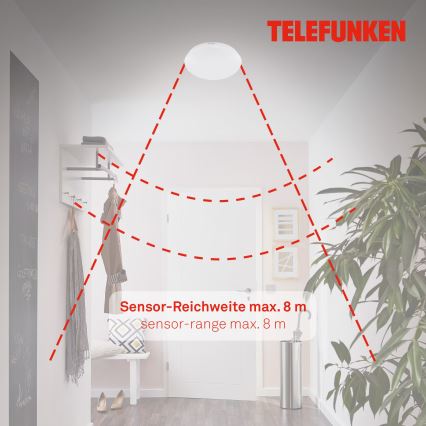Telefunken 602006TF - LED Badkamer plafondlamp met sensor LED/15W/230V IP44 4000K