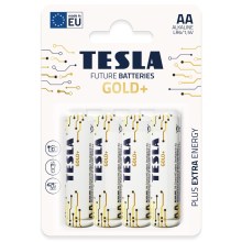 Tesla Batteries - 4 pce Pile alcaline AA GOLD+ 1,5V