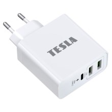 TESLA Electronics - Adaptateur de charge USB-C 3en1 65W blanc