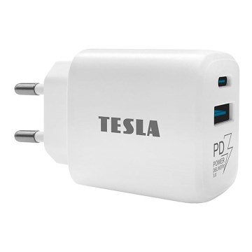TESLA Electronics - Adaptateur de chargeur rapide Power Delivery 25W blanc