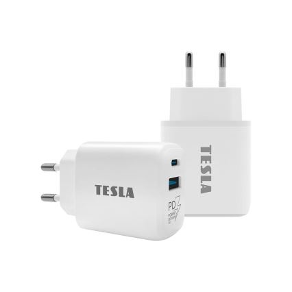 TESLA Electronics - Adaptateur de chargeur rapide Power Delivery 25W blanc