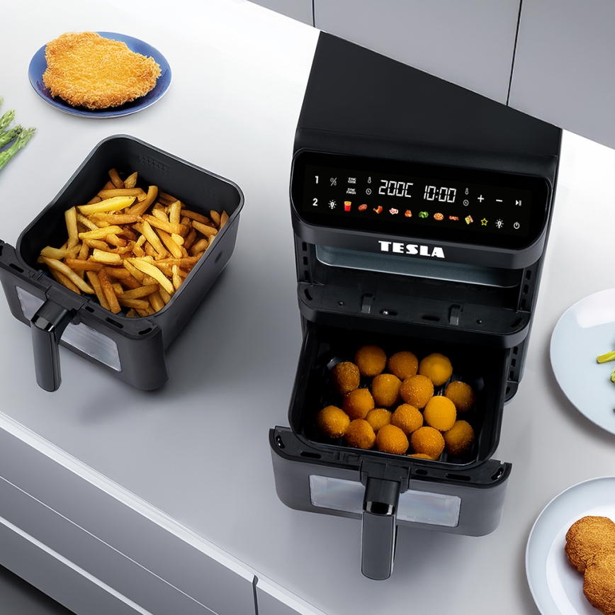 TESLA Electronics AirCook - Friteuse à air chaud numérique multifonctionnelle 11 l 2800 W/230 V noire