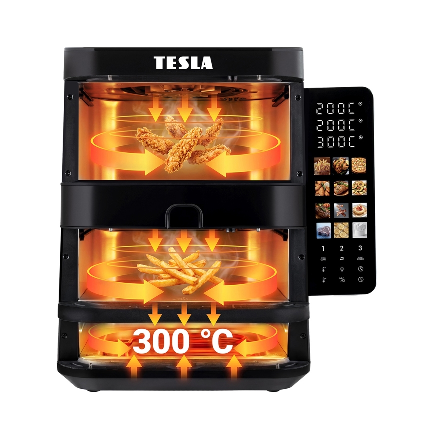 TESLA Electronics AirCook - 3-zone heteluchtfriteuse 14,5 l 2800 W/230 V zwart