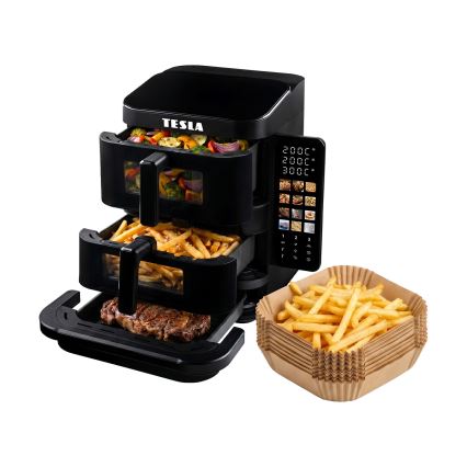 TESLA Electronics AirCook - 3-zone heteluchtfriteuse 14,5 l 2800 W/230 V zwart