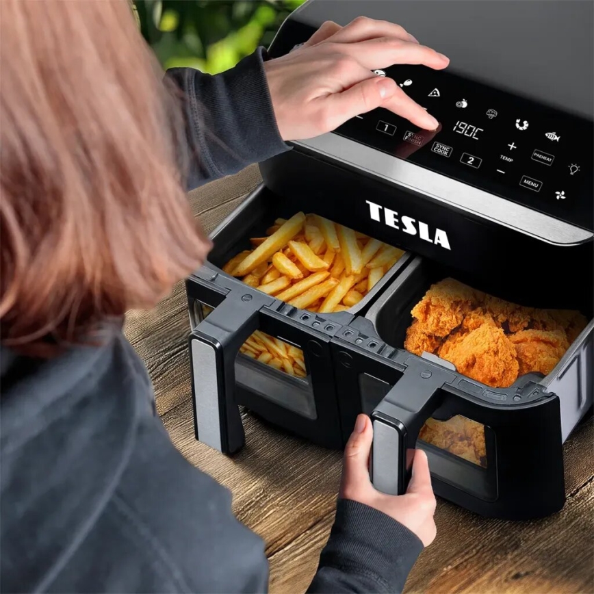 TESLA Electronics AirCook - Multifunctionele dubbele digitale heteluchtfriteuse 9 l 2400W/230V