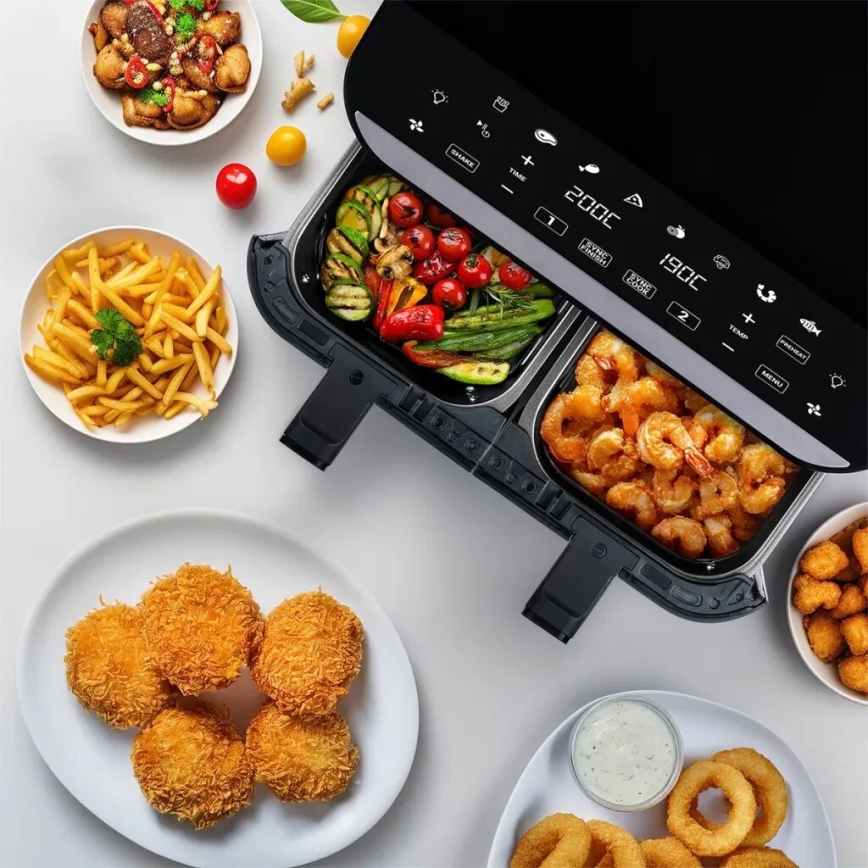 TESLA Electronics AirCook - Multifunctionele dubbele digitale heteluchtfriteuse 9 l 2400W/230V