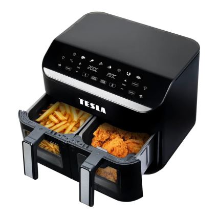 TESLA Electronics AirCook - Multifunctionele dubbele digitale heteluchtfriteuse 9 l 2400W/230V