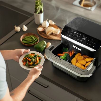 TESLA Electronics AirCook - Multifunctionele dubbele digitale heteluchtfriteuse 10 l 2400W/230V