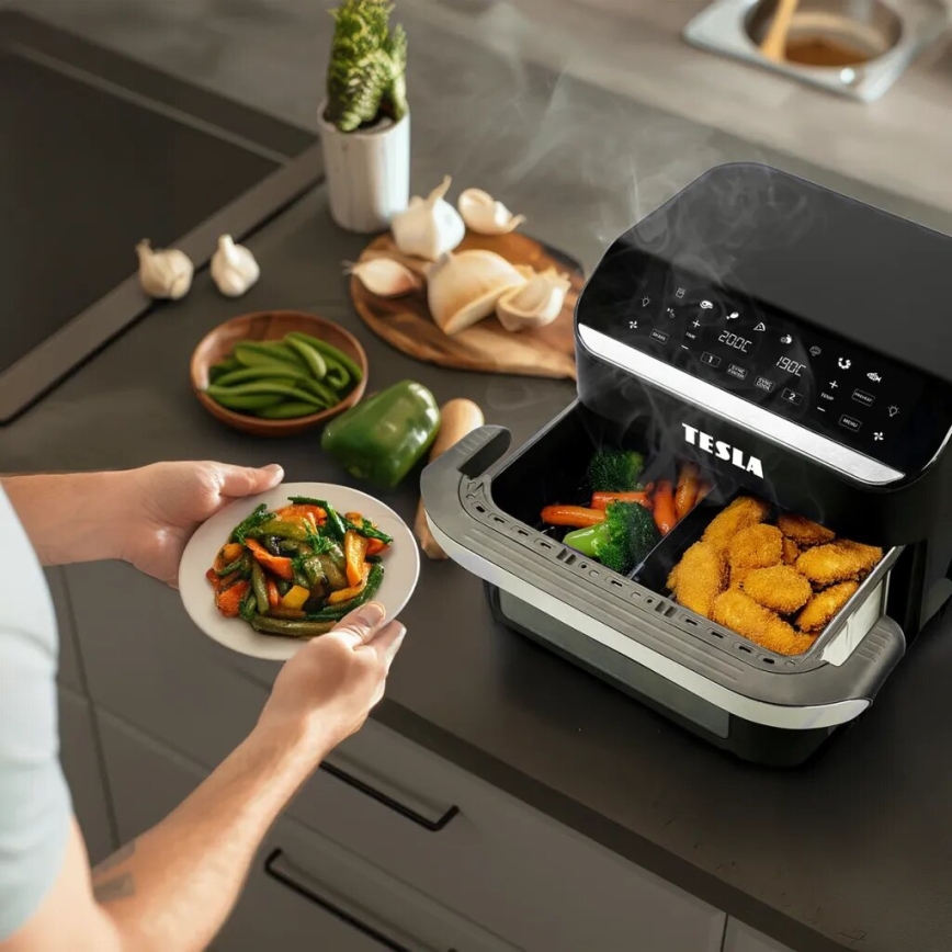 TESLA Electronics AirCook - Multifunctionele dubbele digitale heteluchtfriteuse 10 l 2400W/230V