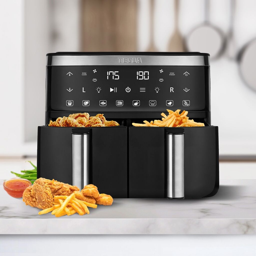 TESLA Electronics AirCook - Multifunctionele dubbele digitale air fryer 7,6 l 2850W/230V