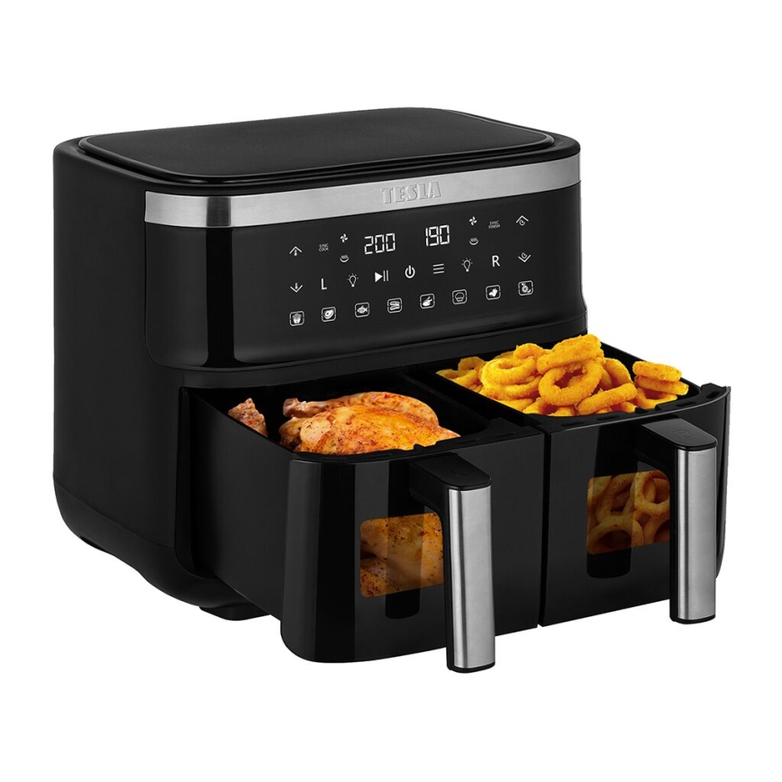 TESLA Electronics AirCook - Multifunctionele dubbele digitale air fryer 7,6 l 2850W/230V