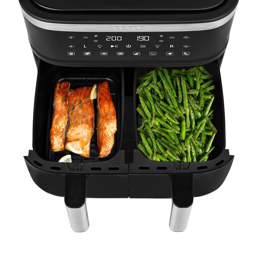 TESLA Electronics AirCook - Multifunctionele dubbele digitale air fryer 7,6 l 2850W/230V