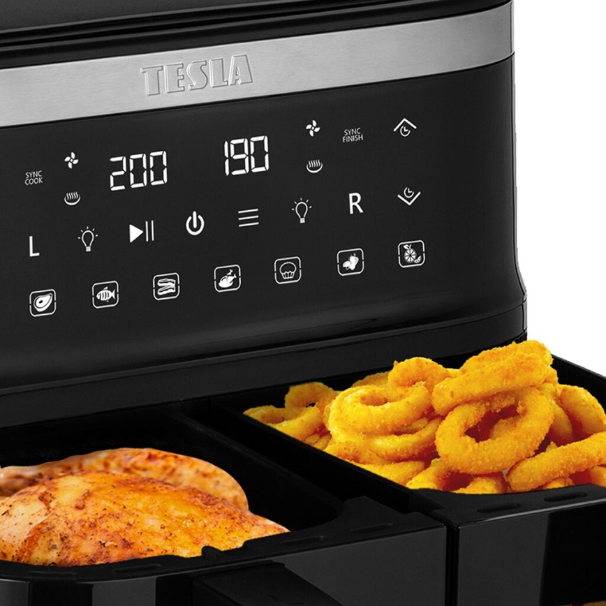 TESLA Electronics AirCook - Multifunctionele dubbele digitale air fryer 7,6 l 2850W/230V