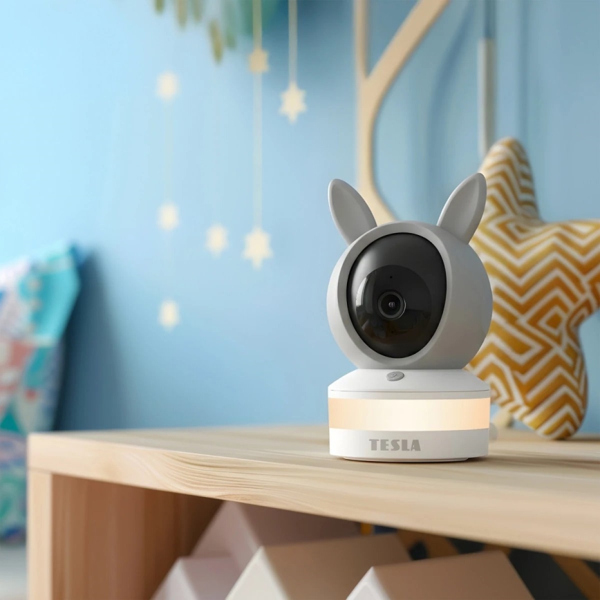 TESLA Electronics Bambino - Slimme babyfoon 4 MP 2560p 5V Wi‑Fi Tuya grijs/wit