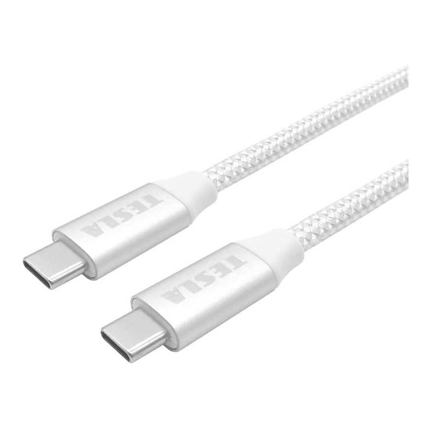 TESLA Electronics - Chargeur USB USB-C 3.2 1m 100W blanc