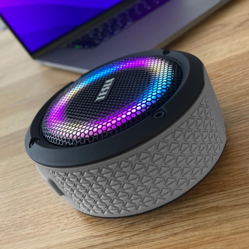 TESLA Electronics - LED RGB Draadloze luidspreker 5W/1200 mAh/3,7V IPX7 grijs