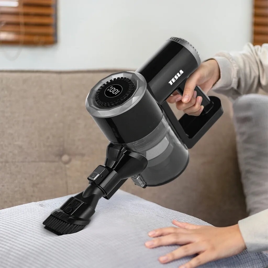 TESLA Electronics PureStar - Flexibele draadloze steelstofzuiger 2-in-1 150W/2200 mAh zwart