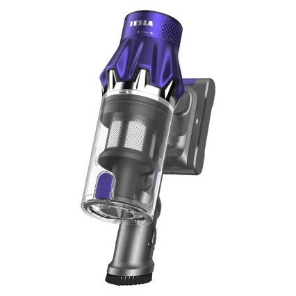 TESLA Electronics PureStar - Flexibele draadloze steelstofzuiger 2-in-1 250W/2200 mAh grijs/paars