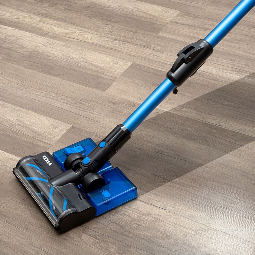 TESLA Electronics PureStar - Flexibele snoerloze steelstofzuiger 3in1 300W/2200 mAh zwart/blauw