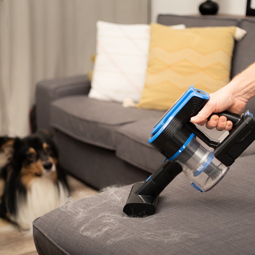 TESLA Electronics PureStar - Flexibele snoerloze steelstofzuiger 3in1 300W/2200 mAh zwart/blauw