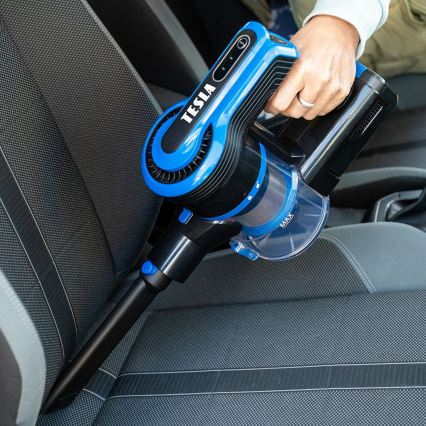 TESLA Electronics PureStar - Flexibele snoerloze steelstofzuiger 3in1 300W/2200 mAh zwart/blauw
