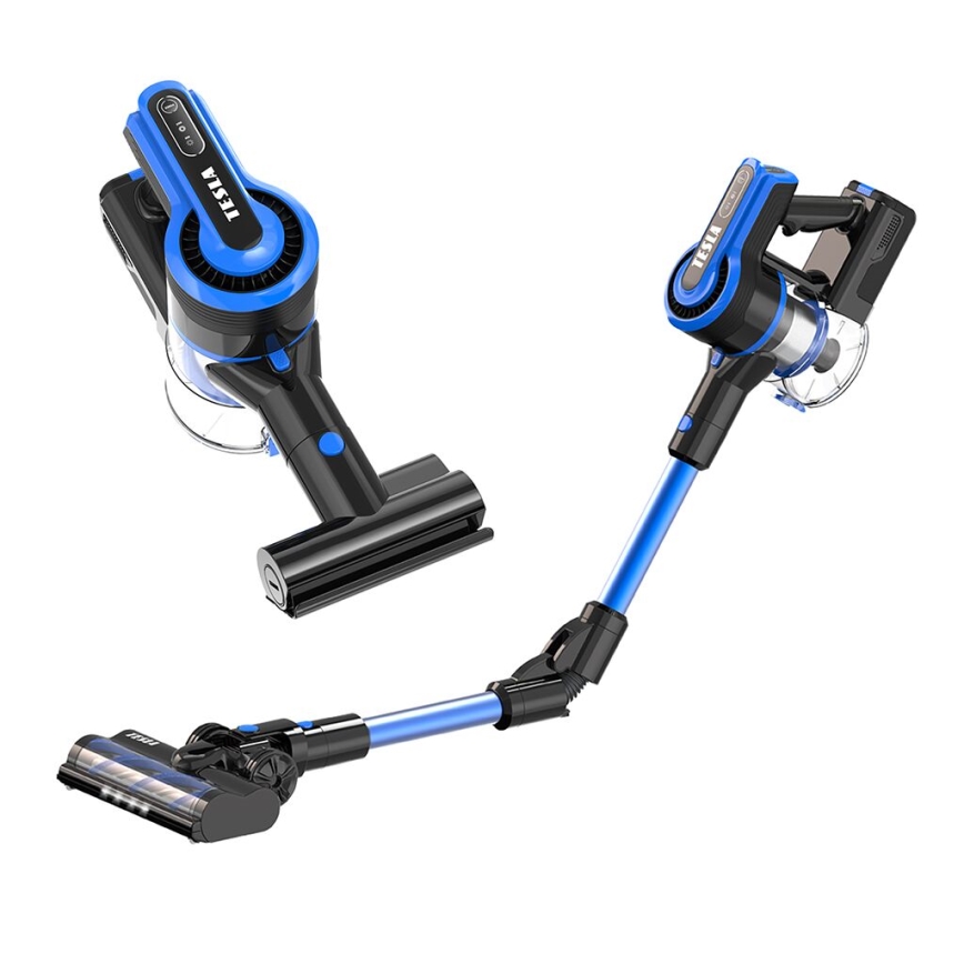 TESLA Electronics PureStar - Flexibele snoerloze steelstofzuiger 3in1 300W/2200 mAh zwart/blauw