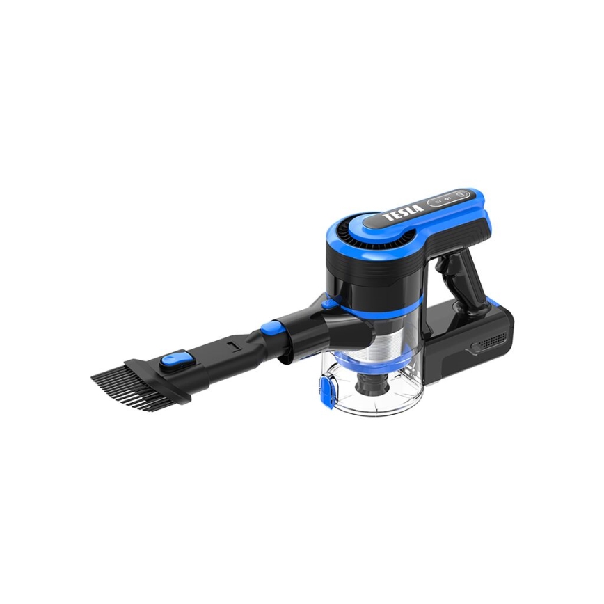 TESLA Electronics PureStar - Flexibele snoerloze steelstofzuiger 3in1 300W/2200 mAh zwart/blauw