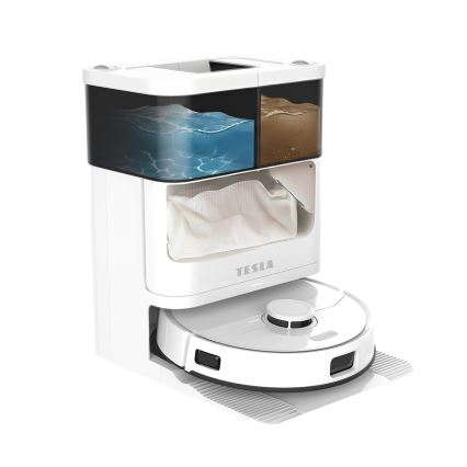 TESLA Electronics RoboStar - Robot aspirateur intelligent 3-en-1 5200 mAh Wi-Fi blanc