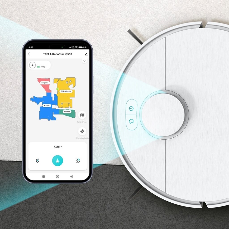 TESLA Electronics RoboStar - Slimme robotstofzuiger 2-in-1 2550 mAh Wi-Fi wit